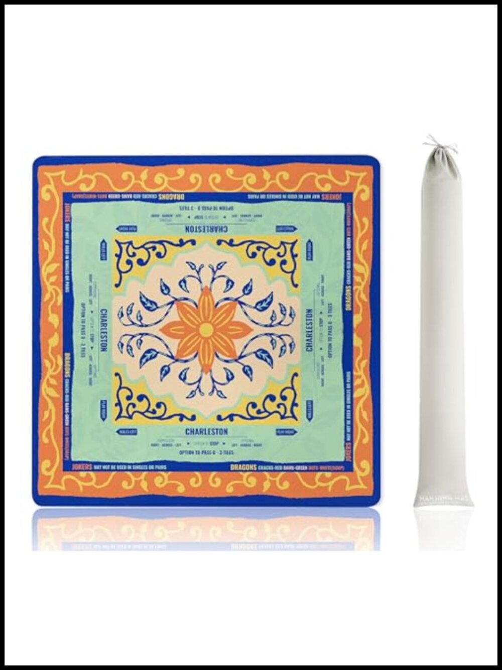 Non-Slip Mahjong Mat 33x33 - Noise Reducing Game Mat with Storage Bag